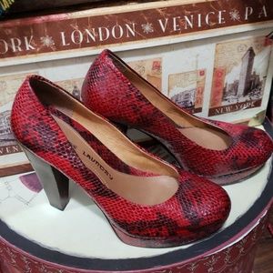 Chinese Laundry Red snake print heels